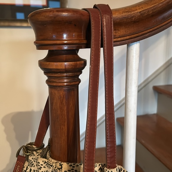 Lucky Brand Vintage Cotton & Linen Blend Tote Bag w Leather straps - Picture 3 of 11